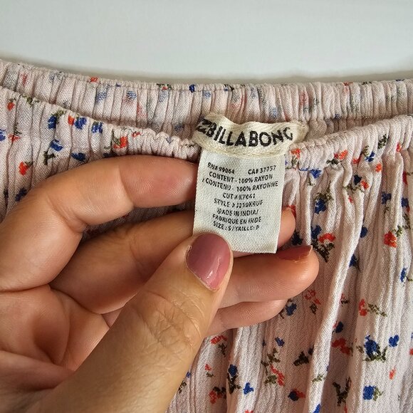 Billabong Soft Pink Dainty Floral Whimsy Strapless Ruffle Romper - Picture 4 of 4